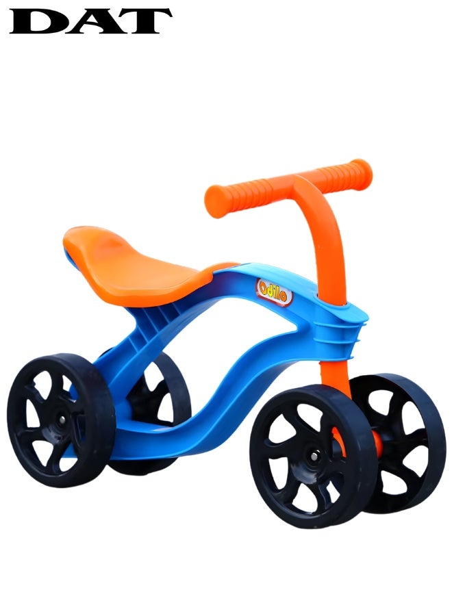 DAT Toddler Ride-On Tricycle (Stable Multi-Wheel), Kids Push Trike with Soft Seat & Easy-Grip Handlebar, Indoor/Outdoor Ride-On Toy, Blue/Orange, Age 1–3 Years - Image 1